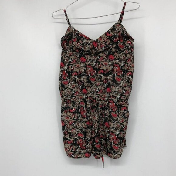 UO Kimchi Blue romper red tan abstract print ruffle neck  spaghetti straps XS - Picture 14 of 15